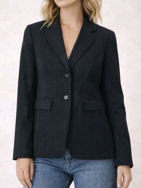 Talbots Petites 8 Blazer Black Vintage 90s Y2K Cropped Jacket